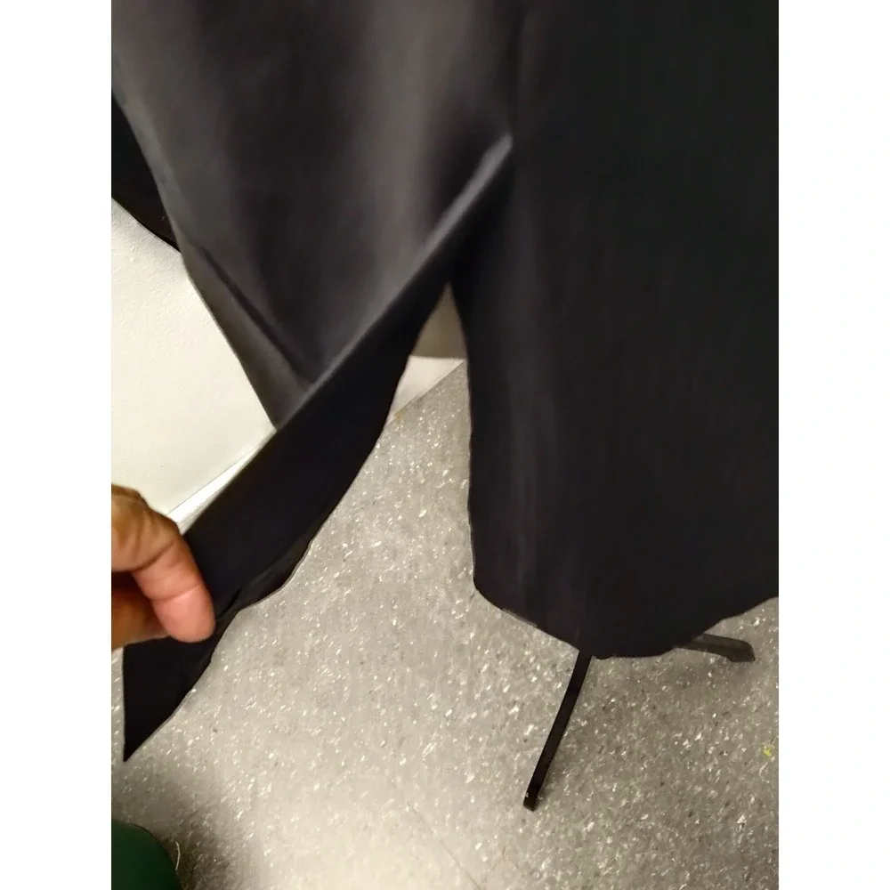 Hickey Freeman Mens Black Pinstripe Worsted Wool Sport Coat Blazer 42L Jacket